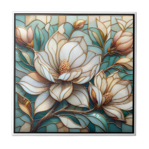 Arte de mosaico floral de vidro colorido Magnólia 