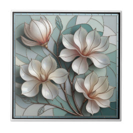 Arte de mosaico floral de vidro colorido Magnólia