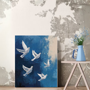 Arte de Muro de Canvas Abstrato Azul - Pássaro Pac