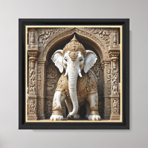 "Arte de Muro de Canvas de Elefante Branco Regal -