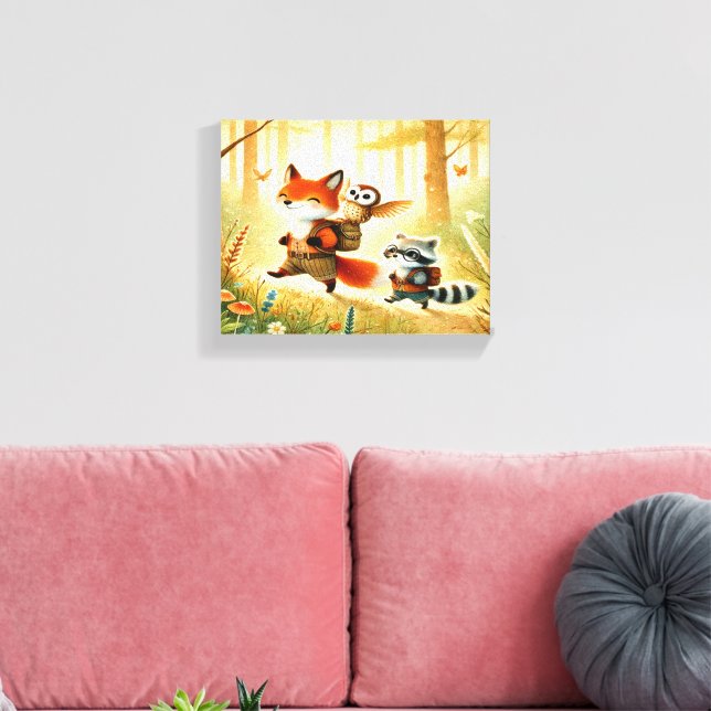 Arte de Muro de Canvas de Floresta Woodland Amigos (Insitu(Sala de estar))