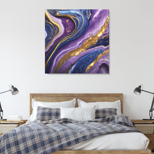 Arte de Muro de Canvas de luxo | Roxo, Azul e (Insitu(Quarto))