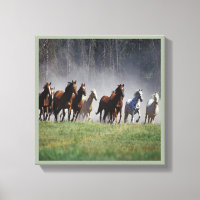Arte de Muro de Canvas dos Cavalos em Execução