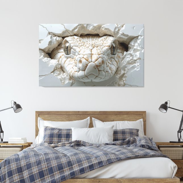 Arte de Muro de Canvas Retrato 3D White King Cobra (Insitu(Quarto))