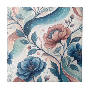 Arte de padrão botânico com redemoinhos florais ro