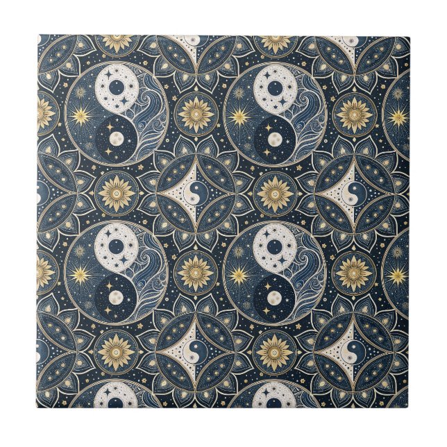 Arte de Padrão de Design de Mandala Yin Yang Celes (Frente)