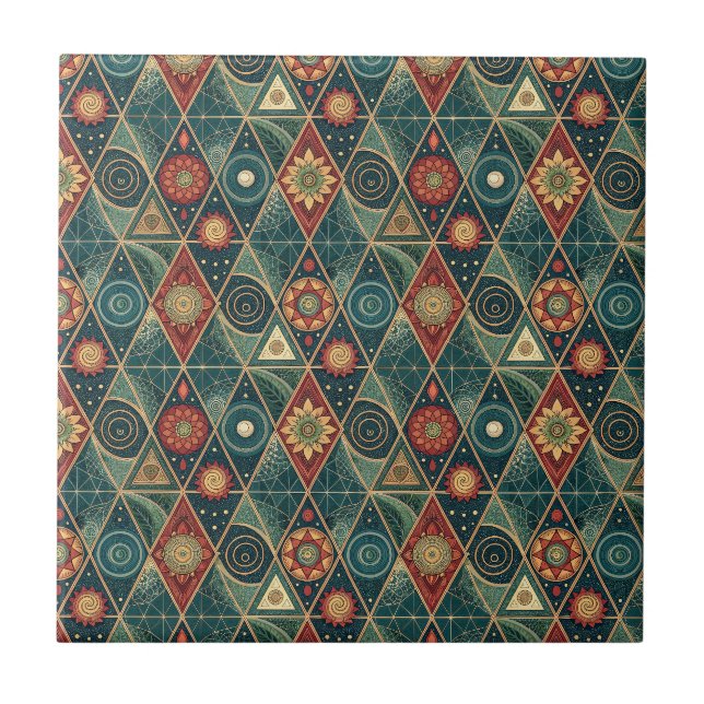 Arte de Padrão de Design de Triângulo Mandala Boho (Frente)