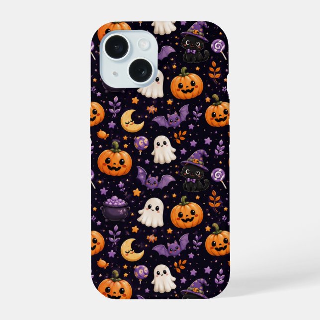 Arte de Padrão de Gato Fantasma Abóbora de Hallowe (Verso)