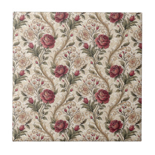 Arte de padrão floral em rosa e damasco vitoriano 