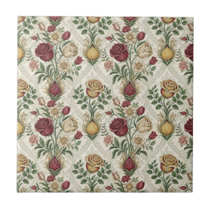 Arte de padrão floral vintage de damasco e rosa in