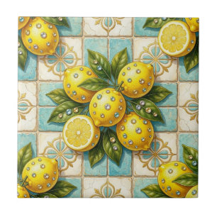 Arte de Padrão Sem Costura Art Déco Limões e Diama