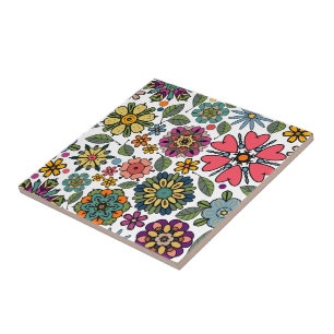 Arte de Padrão Sem Costura de Desenho Floral Retro