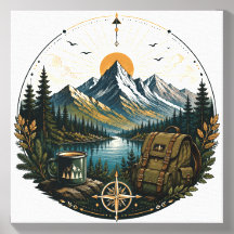Arte de Paisagem de Aventura Selvagem Alpina Vinta