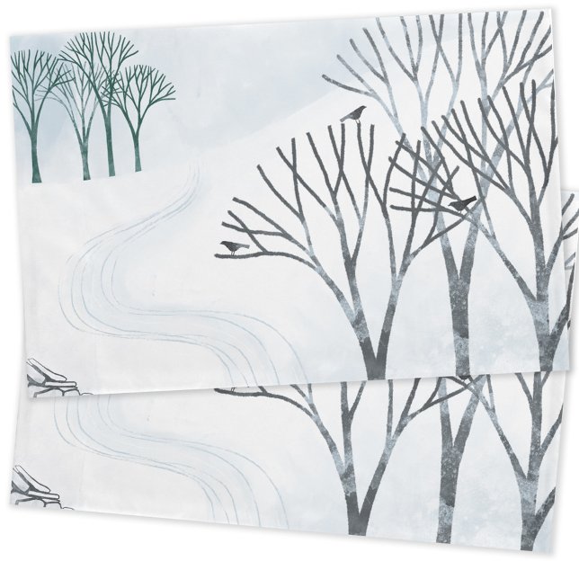 Arte de Paisagem de Neve Invernal (Snow and trees landscape art pillow case)