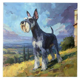 Arte de paisagem rural ensolarada de Schnauzer