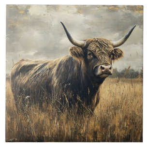 Arte de Paisagem Rústica de Vaca das Terras Altas