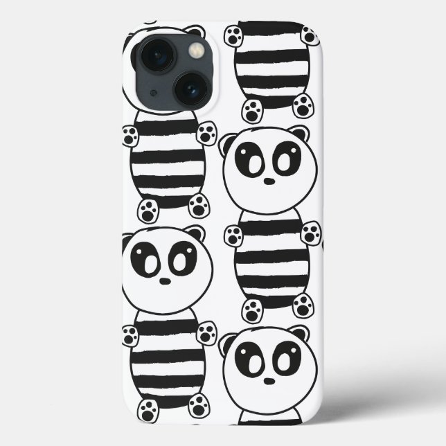 Arte de Panda Preto e Branco Divertida (Verso)
