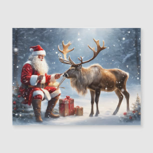 Arte de Papai Noel e uma Rena