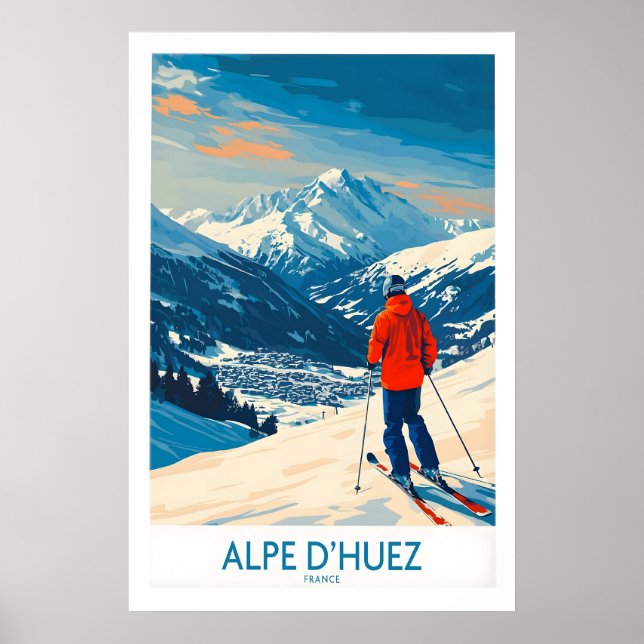 Arte de Parede Alpe dHuez Poster de Esqui 1 (Frente)