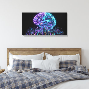 Arte de Parede Canvas Cidade Cyberpunk Cérebro Gal