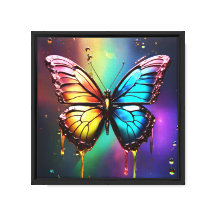 Arte de Parede Canvas da Borboleta do Arco-Íris