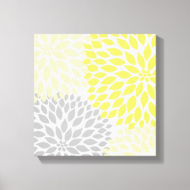 Arte de Parede Canvas Praça Dahlia Amarelo e Cinza (Frente)
