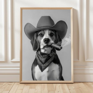 Arte de Parede Cowboy Beagle, Impressão Western, P