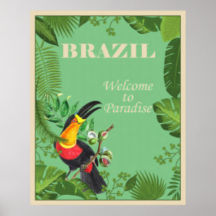 Arte de parede da selva do tucano, pôster de viage
