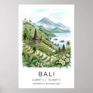 Arte de parede de Bali Impressão de campos de arro