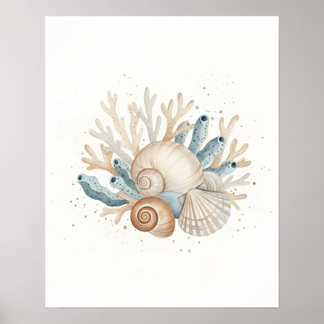 Arte de Parede de Banheiro Pôster de Conchas Coste (Frente)