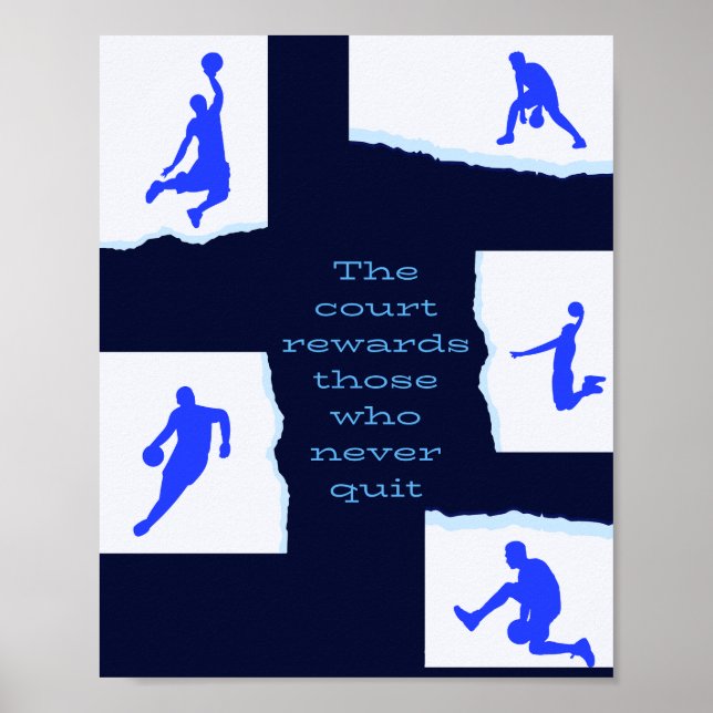 Arte de Parede de Basquete - Poster Nunca Desista (Frente)