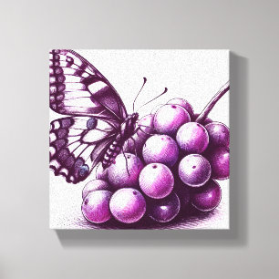 Arte de Parede de Canvas de Borboletas de Uvas Rox