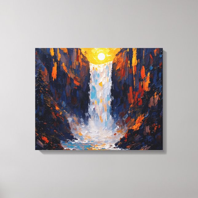 Arte de parede de Canvas Premium em Cascata Sunset (Frente)