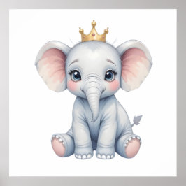 Arte de Parede de Elefante Bebê Fofo – Poster para