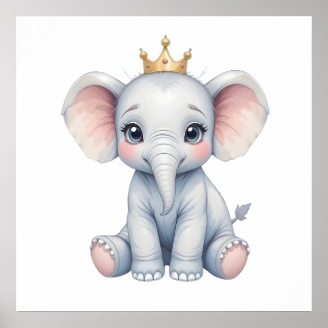 Arte de Parede de Elefante Bebê Fofo – Poster para (Frente)