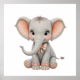 Arte de Parede de Elefante Bebê Fofo – Poster para