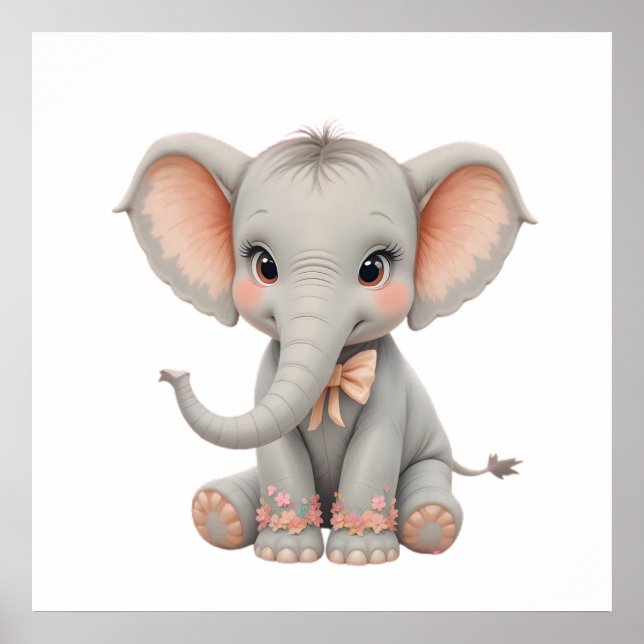 Arte de Parede de Elefante Bebê Fofo – Poster para (Frente)