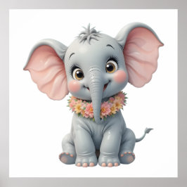 Arte de Parede de Elefante Bebê Fofo – Poster para