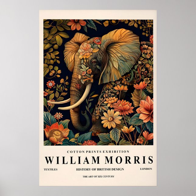 Arte de parede de elefante, impressão de William M (Frente)