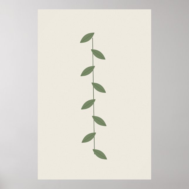 Arte de Parede de Impressão Botânica de Folhas de  (Frente)