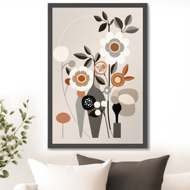 Arte de parede de Impressão moderna com Meio sécul (Transform your space with the timeless beauty of mid century modern floral art print. )