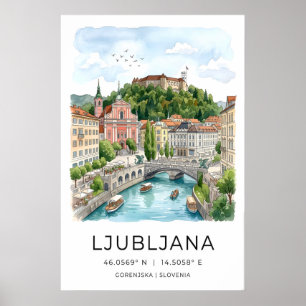 Arte de Parede de Liubliana Impressão Rio Teal e C
