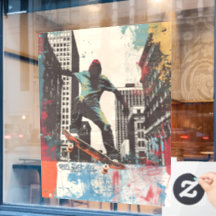 Arte de Parede de Loja de Skate Riding A Rail