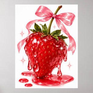 Arte de Parede de Morango   Poster de Fruta Coquet