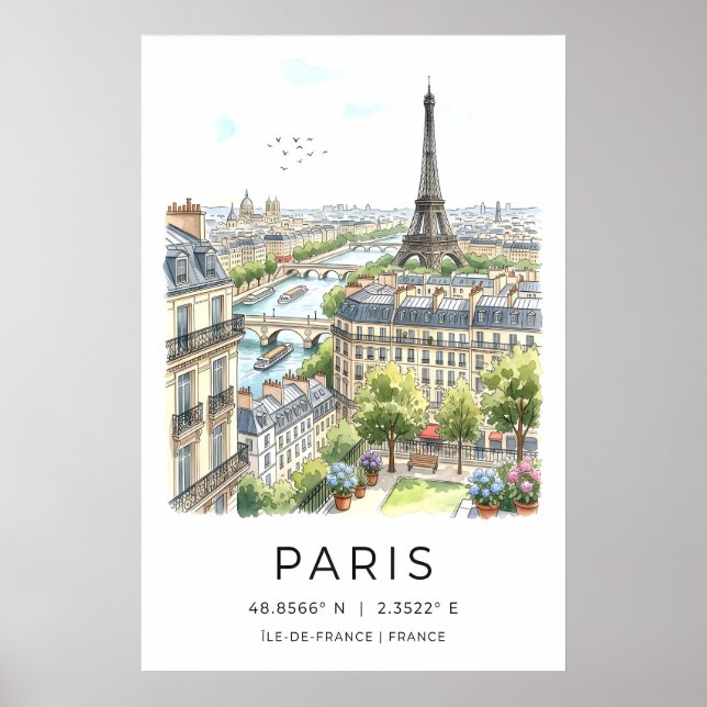 Arte de Parede de Paris Impressão Linha Fina Paisa (Frente)