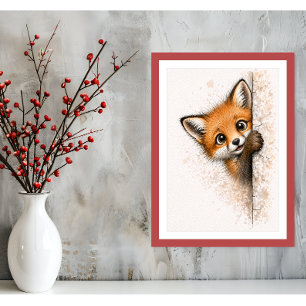 Arte de Parede de Raposa Curiosa Impressão de Anim
