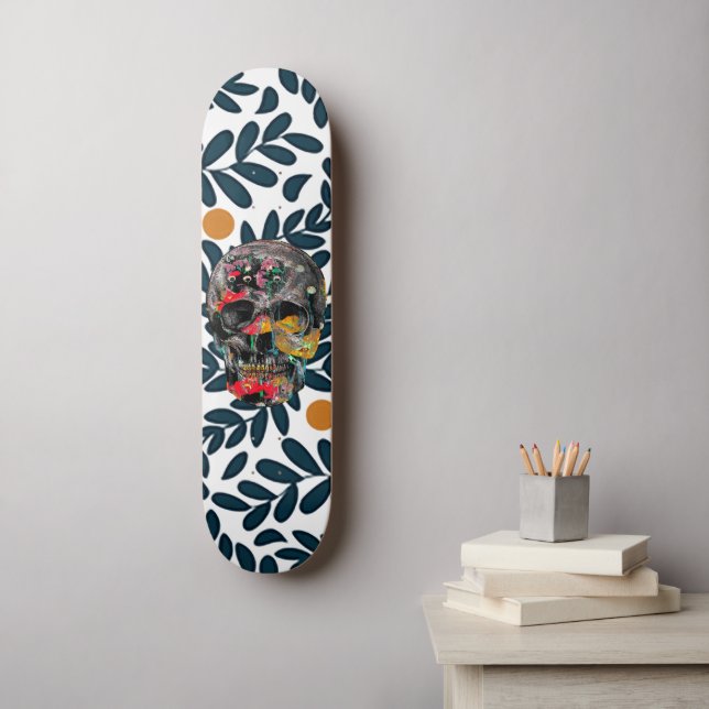Arte de Parede de Skate Crânio Botânico (Arte de parede)