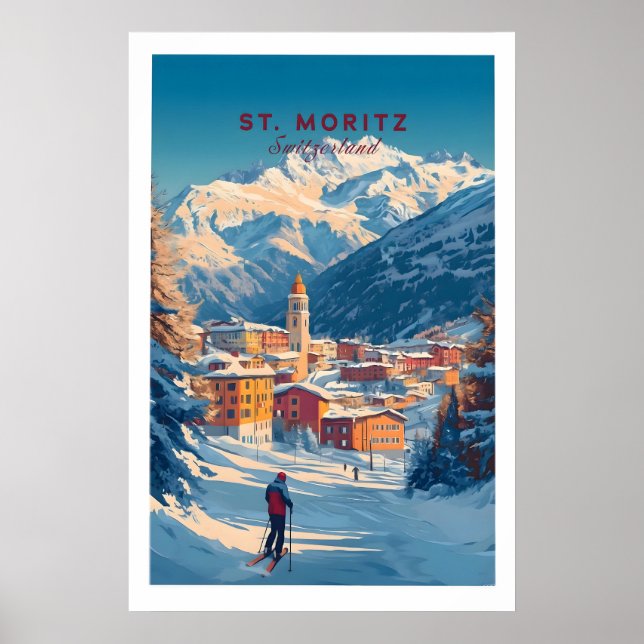 Arte de Parede de St Moritz Impressão de Esqui 1 (Frente)