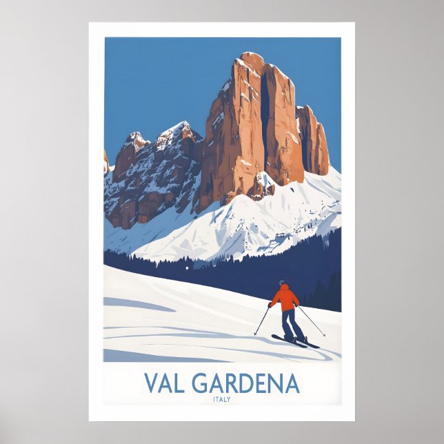 Arte de Parede de Val Gardena Poster de Esqui 1 (Frente)
