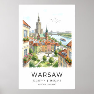 Arte de Parede de Varsóvia Impressão Paisagem Urba